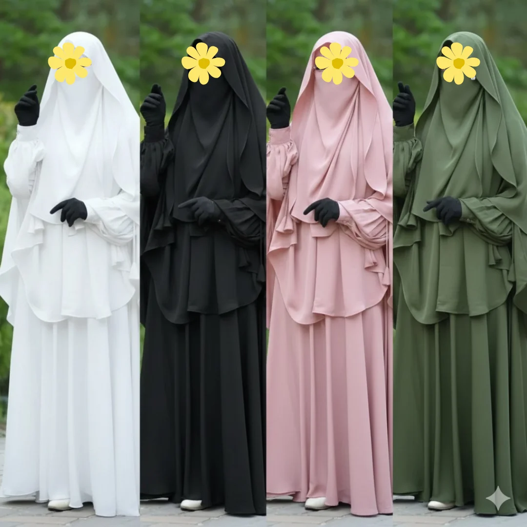 🌸 Cherry Fabrics Hoodie Hijab, Nose Niqab & Burkha Set Muttaki105