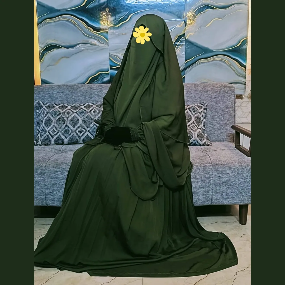 🌸 Cherry Fabrics Hoodie Hijab, Nose Niqab & Burkha Set Muttaki103