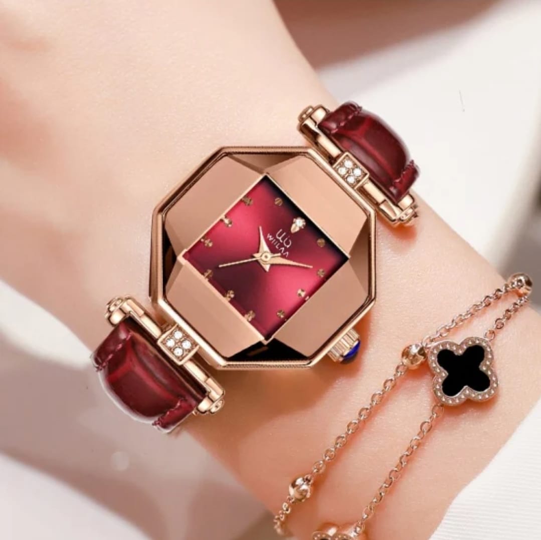WIILAA POLYGONAL LEATHER WATCH 0811